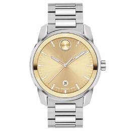 Movado Bold Quartz Gold-tone Dial Mens Watch 3601203 Silver Stainless Steel Case Bracelet