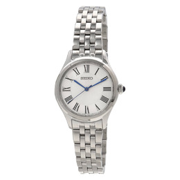 Seiko Classic Quartz White Dial Ladies Watch with Silver-tone Stainless Steel Case and Bracelet - SUR609P1