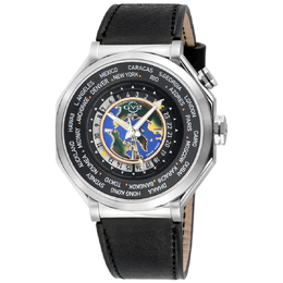 Gevril Marchese Quartz Watch Model 42432 - Black Dial Mens Timepiece with Leather Strap and Analog Functions