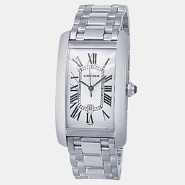 Cartier Tank Americaine W26032L1 Automatic Silver 18K White Gold Men's Watch