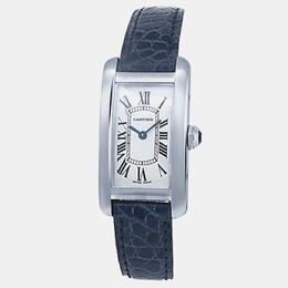 Cartier Tank Americaine W2601956, Silver Dial 18k White Gold Women's Quartz Watch