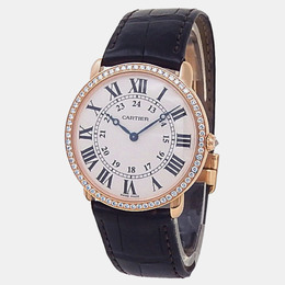 Cartier Ronde Louis WR000651 - Manual Winding Silver 18K Rose Gold Men's Watch 36mm