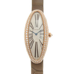 Pre-owned Cartier Baignoire Diamond Silver-tone Dial Unisex Watch wjba00 (Ref: WJBA0006)