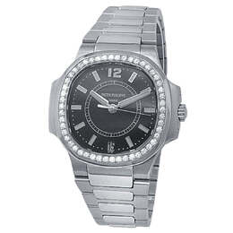 Pre-Owned Patek Philippe Nautilus 7008/1A-010 Automatic Diamond Black Dial Ladies Watch