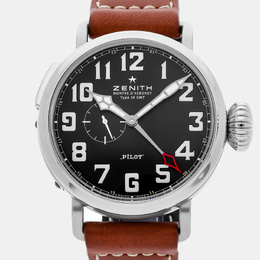 Zenith Pilot Montre d'Aéronef Type 20 GMT Automatic Stainless Steel Black Dial Men's Wristwatch