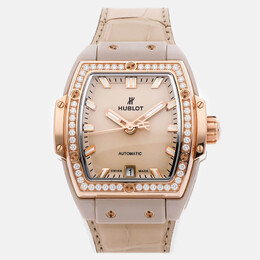Hublot Spirit Of Big Bang Beige Ceramic King Gold Diamonds 665.CZ.898B.LR.1204 Automatic Ceramic Beige Dial Men's Wristwatch 39mm 1156636