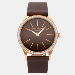 Patek Philippe Calatrava Model:4897R-001 Manual Winding Rose Gold Brown Dial Women's Watch 33mm