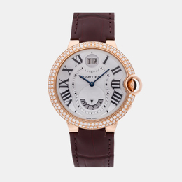 Cartier Ballon Bleu Dual Time WE902018 Automatic Rose Gold Silver Dial Men's Wristwatch 42mm 1159800