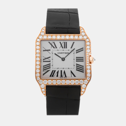 Cartier Santos Dumont WH100451 Manual Winding White Gold Silver Dial Women's Wristwatch 38mm