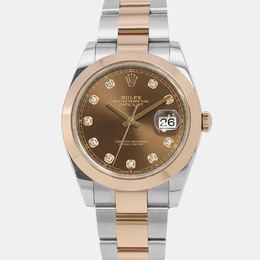 Rolex Datejust 126301G Automatic Movement Stainless Steel 18K Rose Gold Brown Dial Diamond Hour Markers