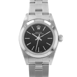 Pre-owned Rolex Oyster Perpetual 24 Automatic Chronometer Black Dial Ladies Watch 76080 BKSO