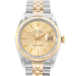 Pre-owned Rolex Datejust 36 Automatic Chronometer Champagne Dial Mens Watch Ref. 16013 CSJ
