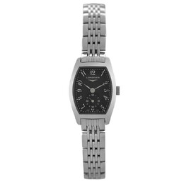Pre-owned Longines Evidenza Quartz Ladies Watch - L2.175.4.53.6 Black Dial, Silver-tone Stainless Steel Case