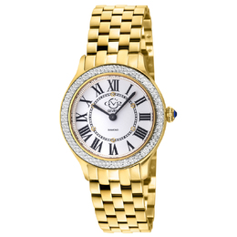 Gevril Milan Quartz Diamond White Dial Ladies Watch 12161B