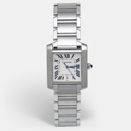 Cartier Tank Francaise W51002Q3 Unisex White Dial Stainless Steel Watch