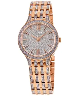 Bulova Phantom Rose Gold Tone Crystal Dial Women's Watch 98l235