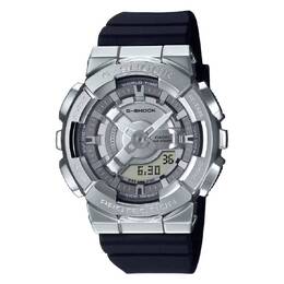 Casio G-Shock GM-S110-1ADR Ladies World Time Analog-Digital Watch - Silver Dial, Stainless Steel Case