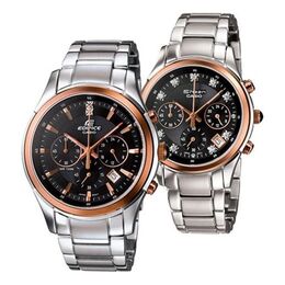 Часы Casio EDIFICE&SHEEN Series Quartz Silver/Gold Couple Black Analog, черный ef-530p-1a&shn-5003p-1a | black