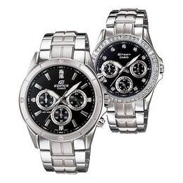 Часы Casio General EDIFICE & SHEEN Japan / South Korea Fashion Couple Black Analog, черный ef-544d-1a&shn-3013d-1a | black
