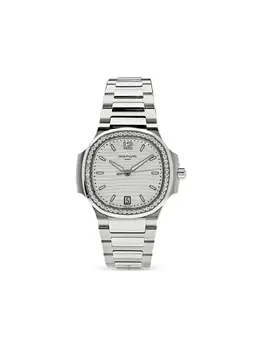 Patek Philippe [31089787] Nautilus 35mm - Silver Tone Rectangular Dial with Horizontal Lines, Stainless Steel Case