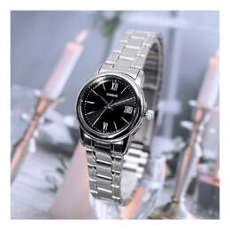 Часы Casio Waterproof Stainless Steel Strap Black Analog, черный ltp-v002d-1b3 | black