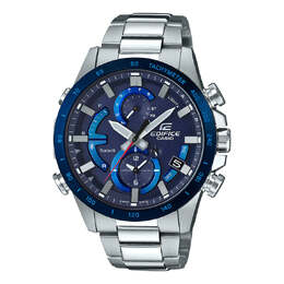 Часы Casio Quartz Solar Powered EDIFICE Waterproof Sports Stainless Steel Strap Mens Silver Analog, серебряный eqb-900db-2apr | silver