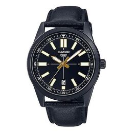 Часы Casio Dress Pointer Display Analog Watch 'Metallic Black Gold', черный mtp-vd02bl-1e | black