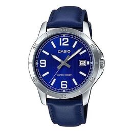 Часы Casio Casual Leather Band Date Men's Sports Mens Blue Analog, синий mtp-v004l-2budf | blue