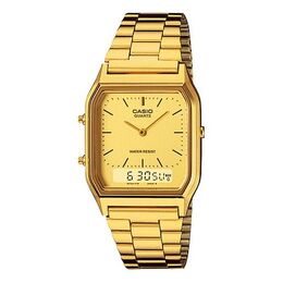 Часы Casio Waterproof Stainless Steel Strap Mens Gold Analog, золотой aq-230ga-9d | gold
