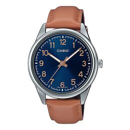 Часы Men's Casio DRESS Series Minimalistic Retro Small Business Watch Navy Blue Mens Brown Analog, коричневый mtp-v005l-2b4 | brown