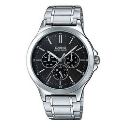 Часы Casio Waterproof Stainless Steel Men Mens Black Analog, черный mtp-v300d-1a | black
