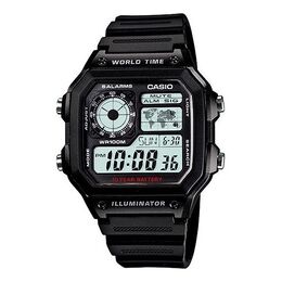 Часы Casio G Shock Quartz Sports Waterproof Unisex Mens Black Digital, черный ae-1200wh-1a | black