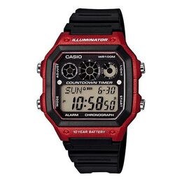 Часы Casio G Shock Waterproof Mens Black/Red Digital, красный ae-1300wh-4a | red