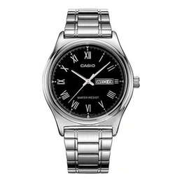 Часы Casio Waterproof Stainless Steel Strap Mens Silver Analog, серебряный mtp-v006d-1b | silver