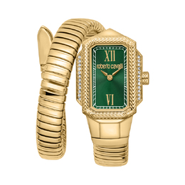 Roberto Cavalli Vera Green Dial Ladies Watch rc5l115m0045 Yellow Gold Toned Stainless Steel Case And Bracelet