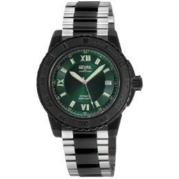 Gevril Seacloud Automatic Green Dial Mens Watch with Black Stainless Steel Case - Article: 31289B