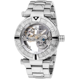 Invicta Subaqua Automatic Silver Dial Mens Watch 49499, Silver-tone Stainless Steel Case and Bracelet with Black Bezel