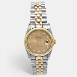 Rolex Datejust 1181748 - Unisex Yellow Gold and Stainless Steel with Champagne Dial Adorned in Diamonds