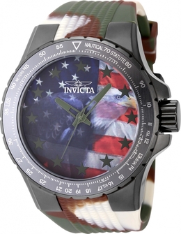Invicta Aviator Series Mens Watch 48956, Gunmetal Stainless Steel Case & Camouflage Silicone Strap