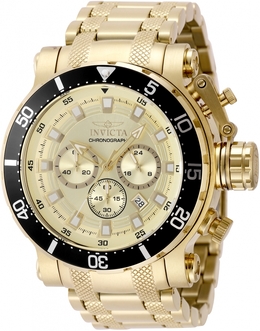Invicta 49093 - Mens Chronograph GMT Quartz Gold Dial Watch