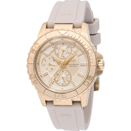 Technomarine Sea Quartz Ladies Watch tm-725019 Champagne Dial Gold-tone Stainless Steel Case Grey Silicone Strap