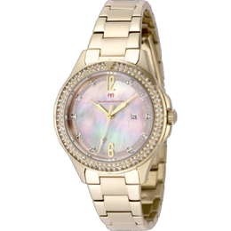 Technomarine Luna Quartz Crystal Ladies Watch tm-825003 Analog Dial Gold-tone Stainless Steel