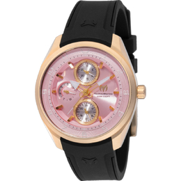 Technomarine Ocean Quartz Pink Dial Ladies Watch TM-31813 (Black Silicone Strap)