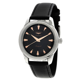 L1.649.4.52.2: Automatische kijker met zwart dial en zilveren kers