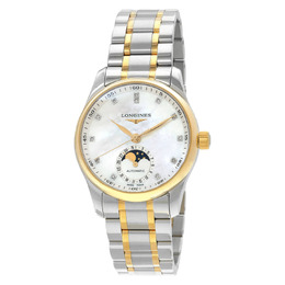 Longines The Longines Master Collection Automatic Moon Phase Diamond White Mother of Pearl Dial Ladies Watch l2.409.5.87.7