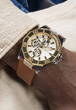 Часы с хронографом PRIME Guess, коричневый gu152m0md-o11 | brown and gold
