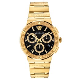 Versace Greca Logo Chronograph Quartz Black Dial Mens Watch VEZ900421