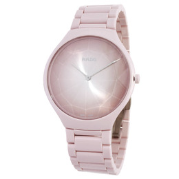 Rado True Thinline x Great Gardens of the World Quartz Pink Dial Unisex Watch - Women's Edition, Model R27120402