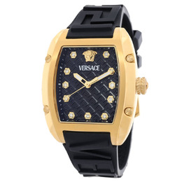 Versace Dominus Quartz Diamond Black Dial Ladies Watch VE8K00324