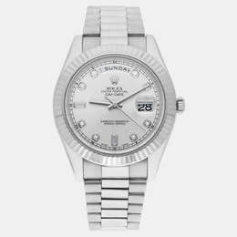 Rolex Oyster Perpetual Day-Date 218239-0006, Silver Dial, White Gold Case